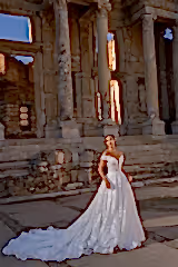 Cyrus Madonna Yaka Çiçekli A Kesim Gelinlik