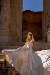 Hanne İpek Saten Drapeli Helen Gelinlik