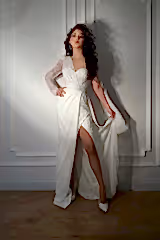 Adora Şifon Tek Kol Düz Kesim Gelinlik - Mediha Cambaz Bridal