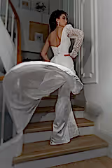 Adora Şifon Tek Kol Düz Kesim Gelinlik - Mediha Cambaz Bridal
