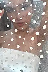 Alisha Kadife Dokulu Puantiyeli Uzun Tül Duvak - Mediha Cambaz Bridal