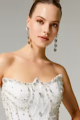 Alix Kristal İşlemeli Straplez Prenses Gelinlik - Mediha Cambaz Bridal