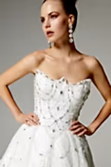 Alix Kristal İşlemeli Straplez Prenses Gelinlik - Mediha Cambaz Bridal
