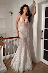 Aliza V Yaka Dekolteli Dantel Balık Gelinlik - Mediha Cambaz Bridal