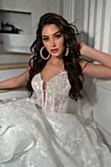 Alvina Simli V Yaka Askılı A Kesim Gelinlik - Mediha Cambaz Bridal