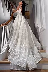 Alvina Simli V Yaka Askılı A Kesim Gelinlik - Mediha Cambaz Bridal