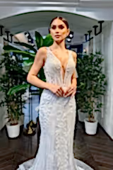 Aly Derin V Yaka Dantel İşlemeli Balık Gelinlik - Mediha Cambaz Bridal