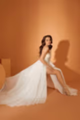 Amy Balon Kol Yırtmaçlı Şifon Helen Gelinlik - Mediha Cambaz Bridal