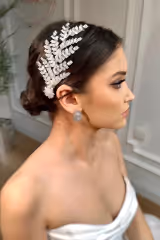 Amy Yaprak Motifli Zirkon Taşlı Gelin Saç Tokası - Mediha Cambaz Bridal