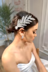 Amy Yaprak Motifli Zirkon Taşlı Gelin Saç Tokası - Mediha Cambaz Bridal