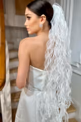 Andy Fırfırlı Mat Organze Kısa Özel Tasarım Duvak - Mediha Cambaz Bridal