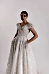 Aurora Simli Yarım Kol Cepli A kesim Gelinlik - Mediha Cambaz Bridal