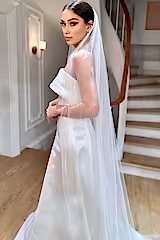 Barbara Prenses Saydam Büzgülü Uzun Hayal Tül Duvak - Mediha Cambaz Bridal