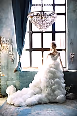 Bloom Fırfır Detaylı Kuyruklu A Kesim Gelinlik - Mediha Cambaz Bridal