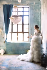 Bloom Fırfır Detaylı Kuyruklu A Kesim Gelinlik - Mediha Cambaz Bridal