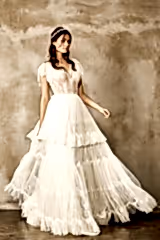 Boho Bride Fırfırlı V Yaka Düz Kesim Gelinlik - Mediha Cambaz Bridal