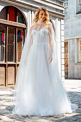 Bridia Straplez Pelerinli A Kesim Gelinlik - Mediha Cambaz Bridal