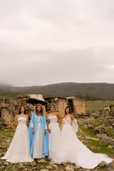 Zenobia  Straplez Drapeli İncili Bohem Gelinlik