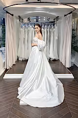 Caserta Drapeli Balon Kollu A Kesim Gelinlik - Mediha Cambaz Bridal