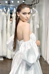 Caserta Drapeli Balon Kollu A Kesim Gelinlik - Mediha Cambaz Bridal