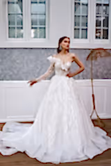 Charlotte Tek Uzun Kollu Gümüş Payetli Prenses Model Gelinlik - Mediha Cambaz Bridal
