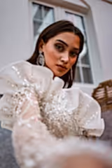 Charlotte Tek Uzun Kollu Gümüş Payetli Prenses Model Gelinlik - Mediha Cambaz Bridal