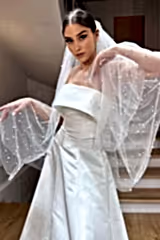 Coco İnci İşlemeli Kısa Hayal Tül Duvak - Mediha Cambaz Bridal