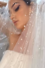 Coco İnci İşlemeli Kısa Hayal Tül Duvak - Mediha Cambaz Bridal