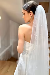 Coco İnci İşlemeli Kısa Hayal Tül Duvak - Mediha Cambaz Bridal