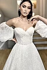 Colly Düşük Balon Kollu A Kesim Gelinlik - Mediha Cambaz Bridal