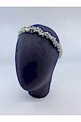 Damla İncili Kristalli Gümüş Telli Üç Boyutlu Saç Aksesuarı - Mediha Cambaz Bridal