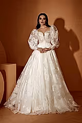 Daphne 22 Organze Balon Kol A Kesim Gelinlik - Mediha Cambaz Bridal