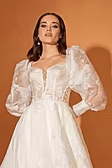 Daphne 22 Organze Balon Kol A Kesim Gelinlik - Mediha Cambaz Bridal
