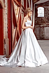 Dark Saten Kare Yaka Prenses Model Gelinlik - Mediha Cambaz Bridal
