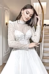 Doskin File Dantel Uzun Kollu A Kesim Gelinlik - Mediha Cambaz Bridal