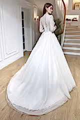 Doskin File Dantel Uzun Kollu A Kesim Gelinlik - Mediha Cambaz Bridal