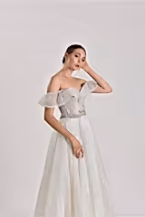 Dream Simli Sade Düşük Kol A Kesim Gelinlik - Mediha Cambaz Bridal