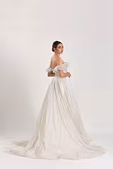 Dream Simli Sade Düşük Kol A Kesim Gelinlik - Mediha Cambaz Bridal