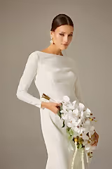 Ela Saten Sade Düz Kesim Nikah Gelinlik - Mediha Cambaz Bridal