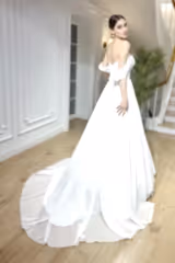 Ellen Drapeli Düşük Kollu Şifon Helen Gelinlik - Mediha Cambaz Bridal