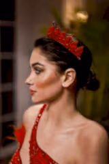 Else Zirkon Taşlı Yüksek Gelin Kına Tacı - Mediha Cambaz Bridal