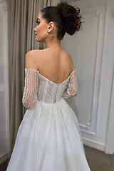 Esther Dantel İki Parça Düz Kesim Gelinlik - Mediha Cambaz Bridal