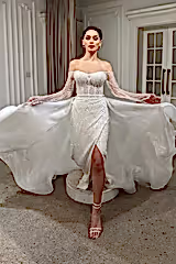 Esther Dantel İki Parça Düz Kesim Gelinlik - Mediha Cambaz Bridal