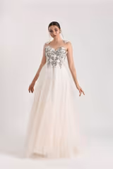 Evelyn Üç Boyutlu İtalyan Tül A Kesim Gelinlik - Mediha Cambaz Bridal