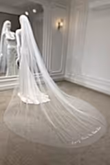 Fairy Yazı Nakışlı Özel Tasarım Uzun Hayal Tül Duvak - Mediha Cambaz Bridal