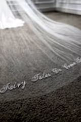 Fairy Yazı Nakışlı Özel Tasarım Uzun Hayal Tül Duvak - Mediha Cambaz Bridal