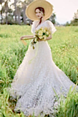 Flora Balon Kol Çiçekli A Kesim Gelinlik - Mediha Cambaz Bridal