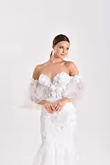 Flumen Balon Kol Yarım Balık Gelinlik - Mediha Cambaz Bridal