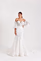 Flumen Balon Kol Yarım Balık Gelinlik - Mediha Cambaz Bridal