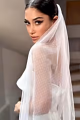 Galea Kırık Beyaz Puantiyeli Vintage Uzun Hayal Tül Duvak - Mediha Cambaz Bridal
